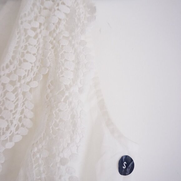 Abercrombie & Fitch White Lace Peplum Tank Top Cottagecore Feminine Dainty S - Picture 7 of 13